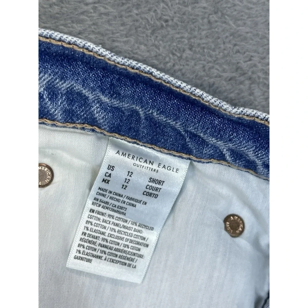 American Eagle Jeans Womens 12 Short Blue Light Wash High Rise Baggy Straight - Picture 9 of 10